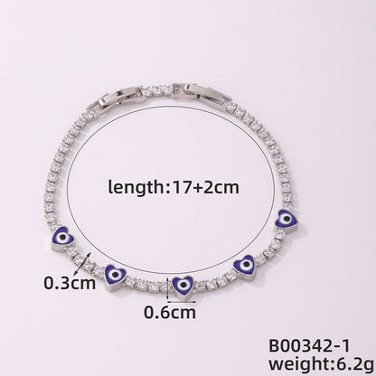 Casual Simple Style Classic Style Devil's Eye Heart Shape Copper Plating Inlay Zircon Gold Plated Silver Plated Bracelets