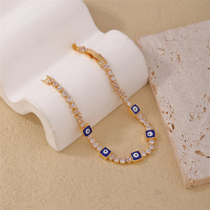 Casual Simple Style Classic Style Devil's Eye Heart Shape Copper Plating Inlay Zircon Gold Plated Silver Plated Bracelets