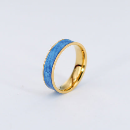 Romantic Sweet Commute Solid Color Titanium Steel Enamel Plating 18k Gold Plated Rings