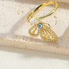 Vintage Style Simple Style Commute Eye Copper Enamel Plating Inlay Zircon 14k Gold Plated Open Rings