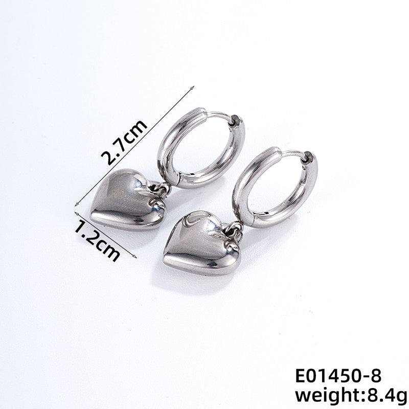 1 Piece Casual Simple Style Classic Style Heart Shape Plating Stainless Steel Gold Plated Silver Plated Drop Earrings