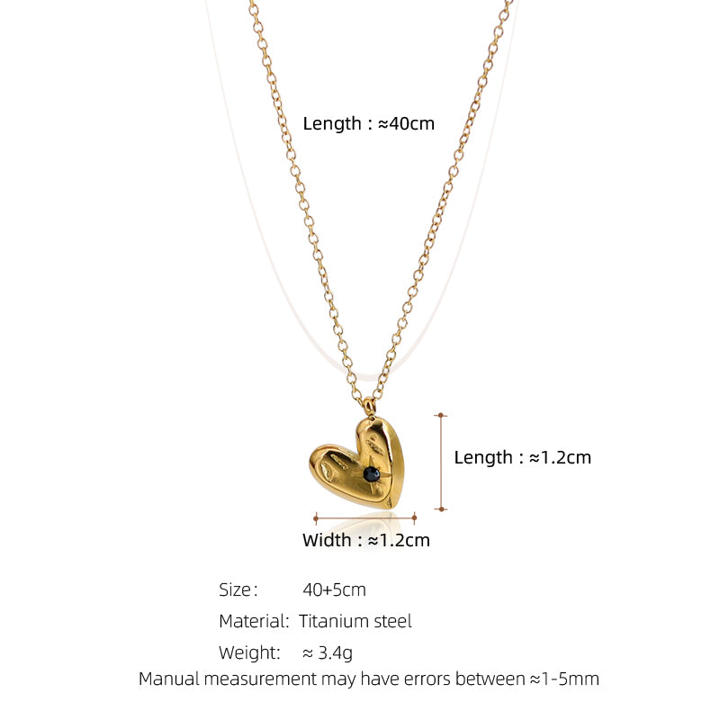 Sweet Simple Style Heart Shape Titanium Steel Plating Inlay Zircon 18k Gold Plated Pendant Necklace