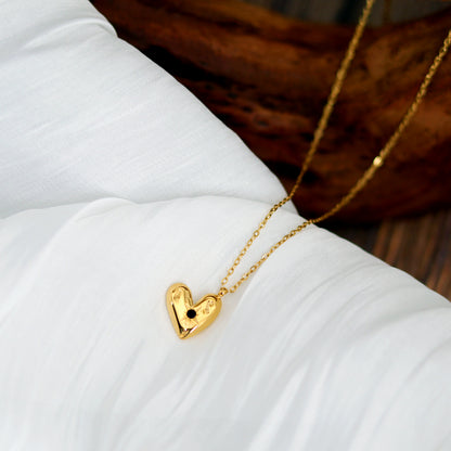 Sweet Simple Style Heart Shape Titanium Steel Plating Inlay Zircon 18k Gold Plated Pendant Necklace