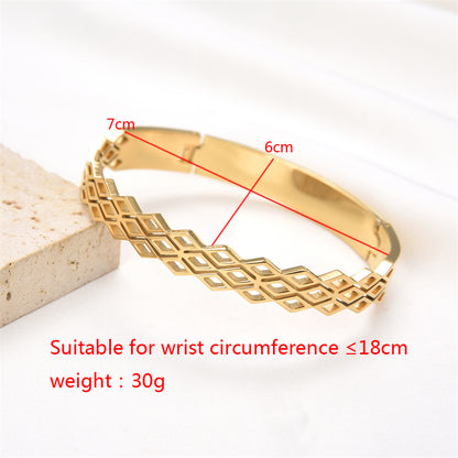 Simple Style Classic Style Solid Color Rhombus Stainless Steel Plating Hollow Out Gold Plated Bangle