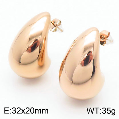 1 Pair Basic Water Droplets Plating Titanium Steel Gold Plated Ear Studs