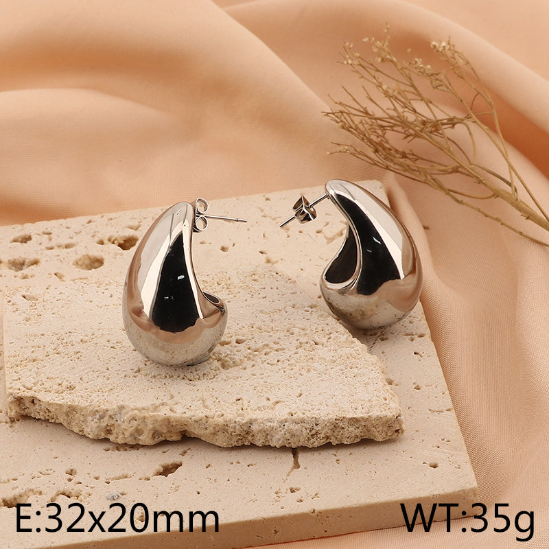 1 Pair Basic Water Droplets Plating Titanium Steel Gold Plated Ear Studs