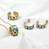 Hip-hop Simple Style Devil's Eye Titanium Steel Epoxy Plating Gold Plated Jewelry Set