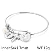 Simple Style Human Letter Titanium Steel Pearl Hollow Out Inlay Shell Bangle