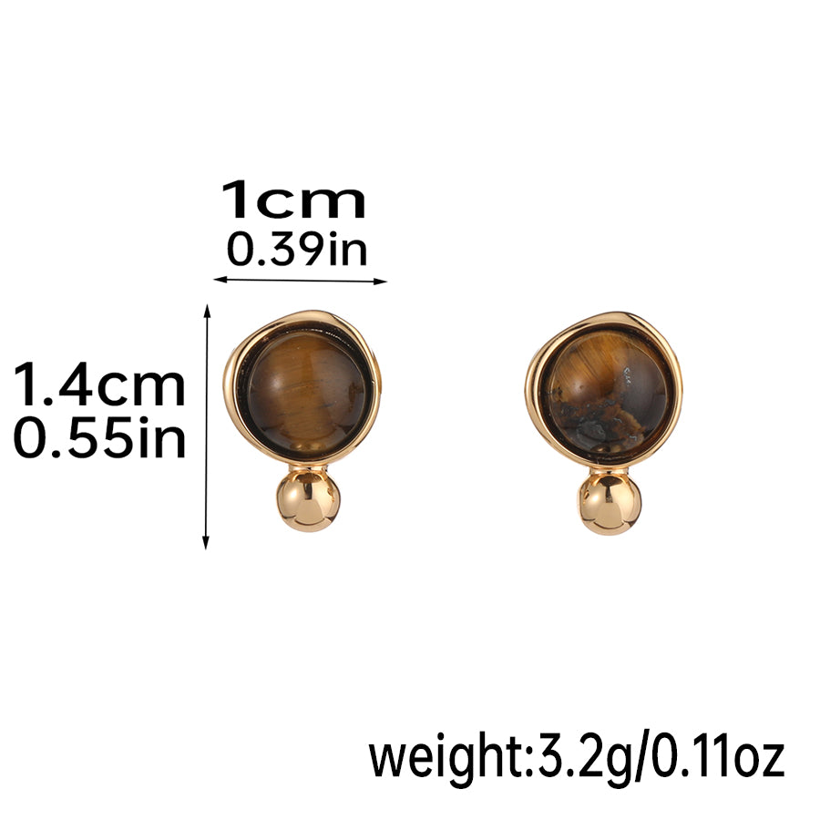 1 Pair Elegant Baroque Style Round Plating Inlay Copper Natural Stone Freshwater Pearl 18k Gold Plated Ear Studs