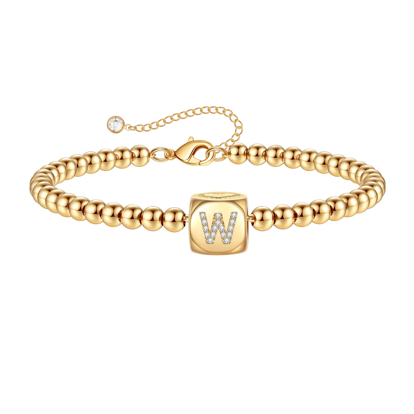 Simple Style Classic Style Letter Dice Stainless Steel Copper Beaded Plating Inlay Zircon 14k Gold Plated Bracelets