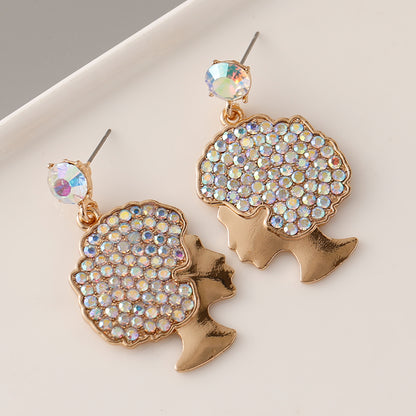 1 Pair Ig Style Exaggerated Human Inlay Alloy Rhinestones Drop Earrings