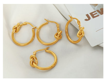 1 Pair Retro Simple Style Knot Plating Titanium Steel 18k Gold Plated Earrings