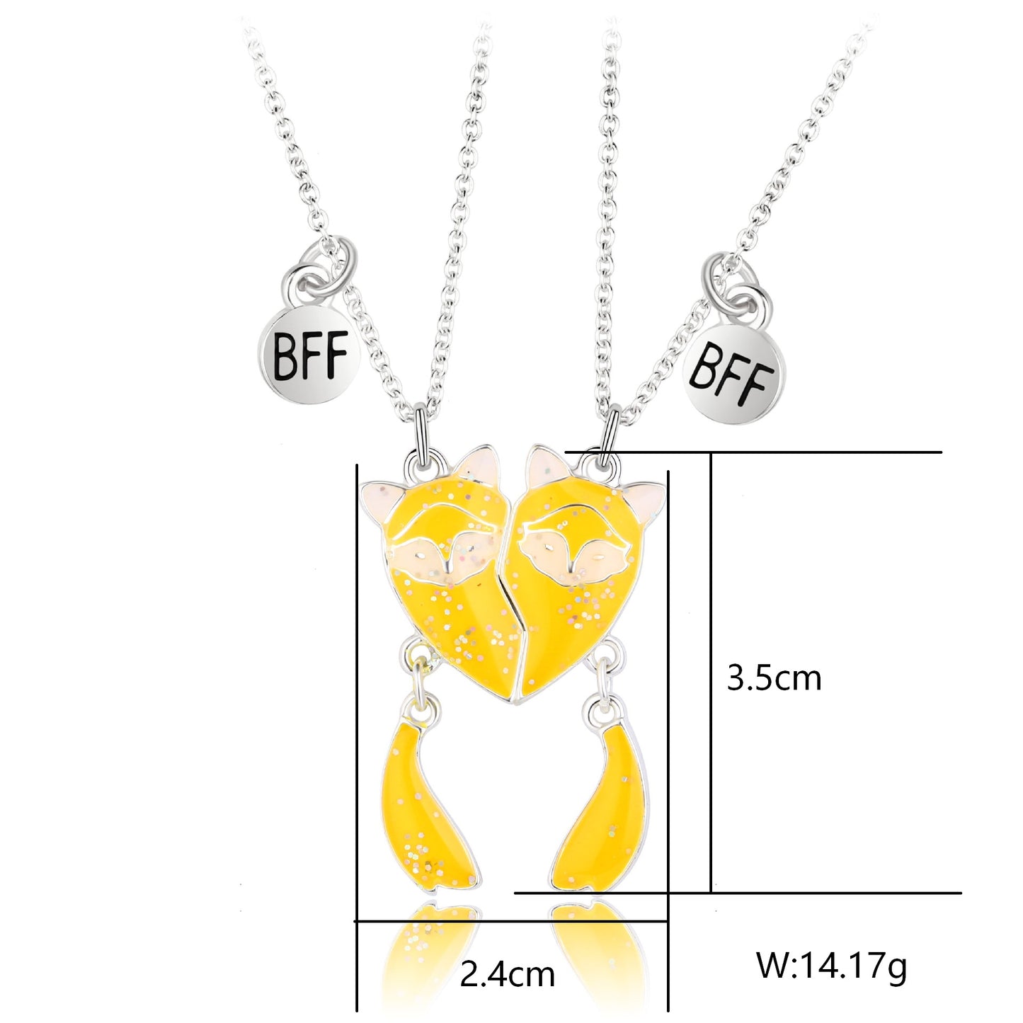 Cartoon Style Cute Heart Shape Fox Alloy Girl's Pendant Necklace