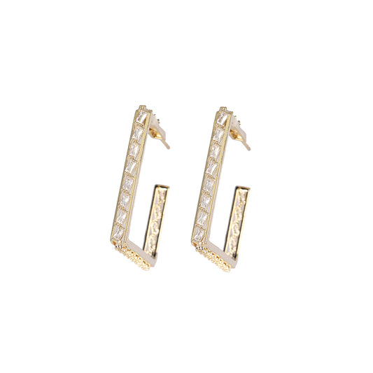 1 Pair Ig Style Simple Style Square Plating Inlay Copper Zircon Ear Studs