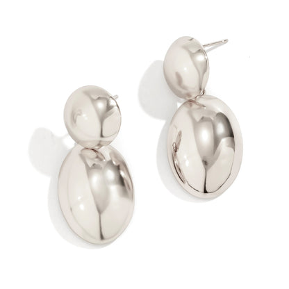 1 Pair Simple Style Shiny Oval Polishing Alloy Drop Earrings