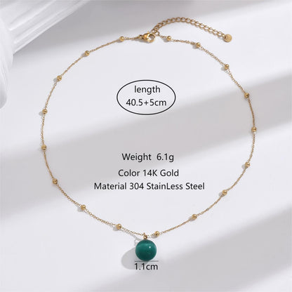 Elegant Vintage Style Round Life Tree Stainless Steel Synthetic Resin Glass Beaded Plating Inlay Zircon 14k Gold Plated Double Layer Necklaces Necklace