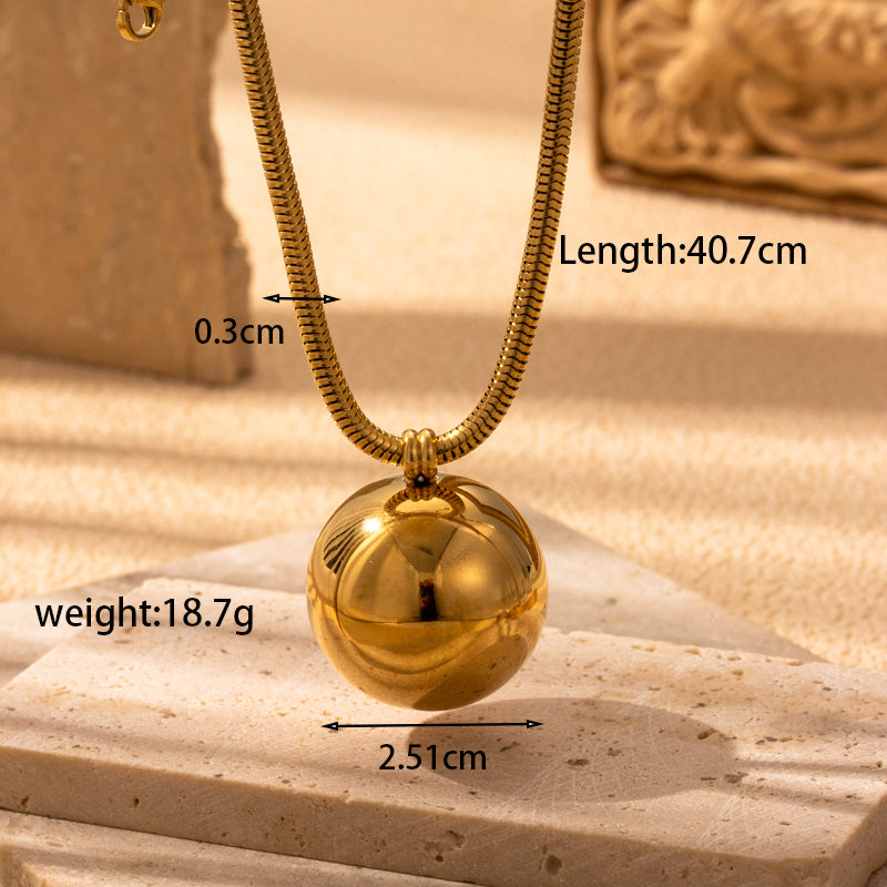 Simple Style Round Stainless Steel Plating 18k Gold Plated Pendant Necklace