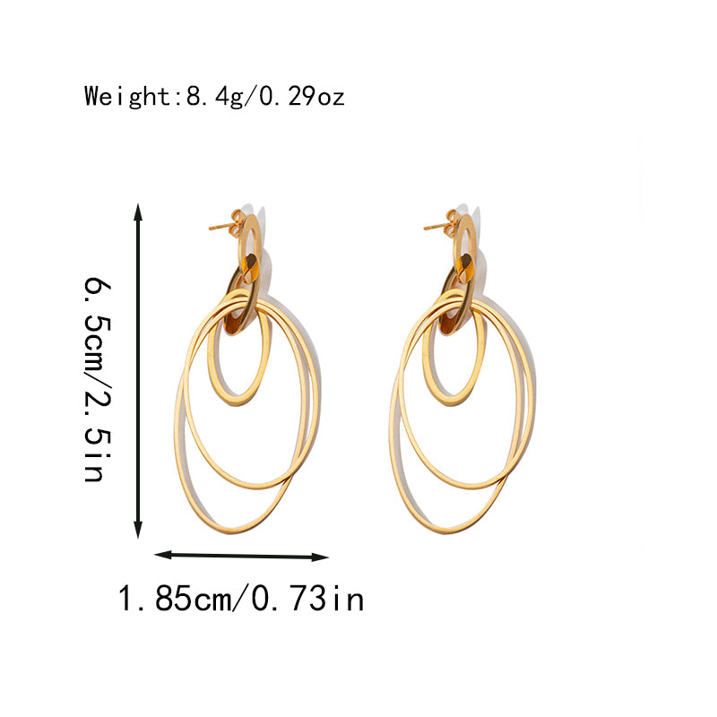 1 Pair Elegant Classic Style Oval Plating Stainless Steel Gold Plated Drop Earrings