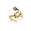 Ig Style Vacation Snake Titanium Steel Plating Inlay Zircon 18k Gold Plated Open Rings