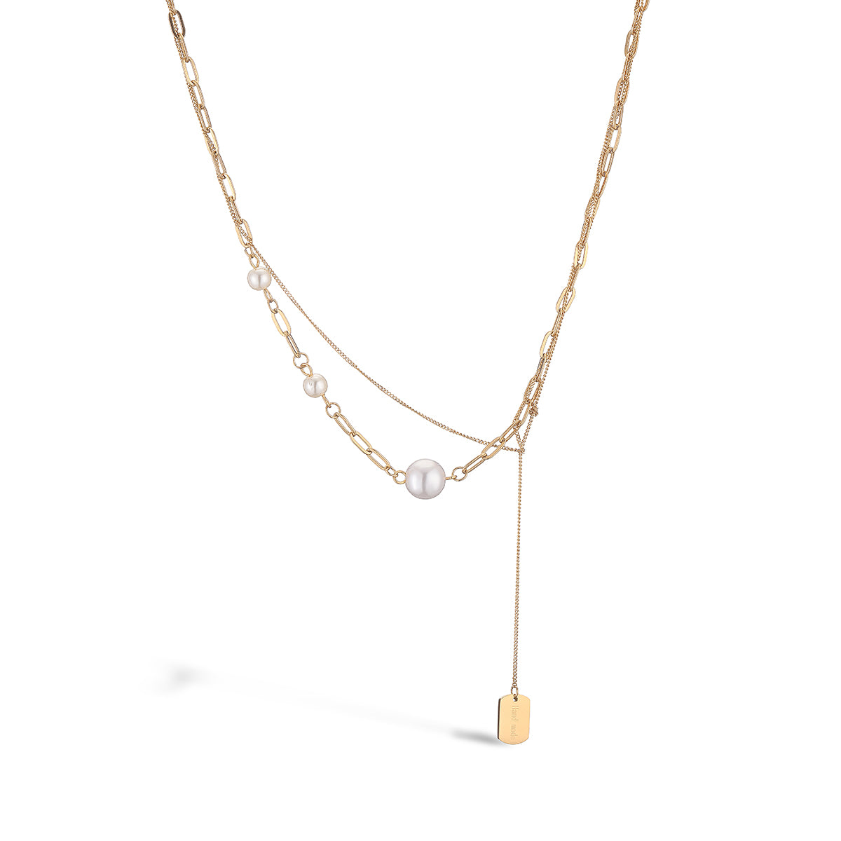 Elegant Simple Style Geometric Titanium Steel Plating Inlay Artificial Pearls 18k Gold Plated Necklace