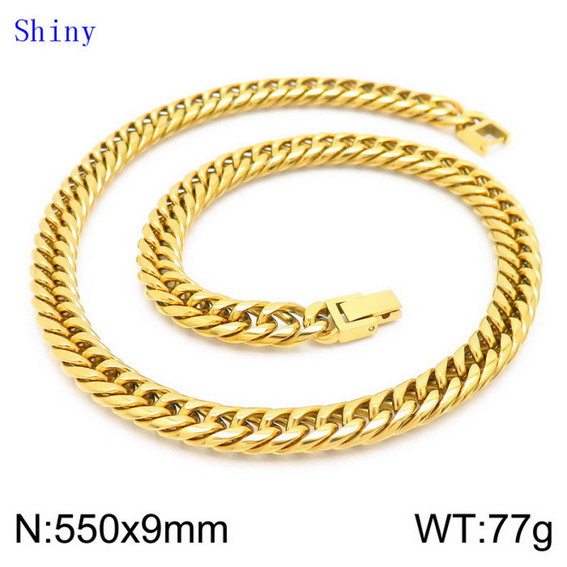 Hip-hop Geometric Titanium Steel Polishing Bracelets Necklace