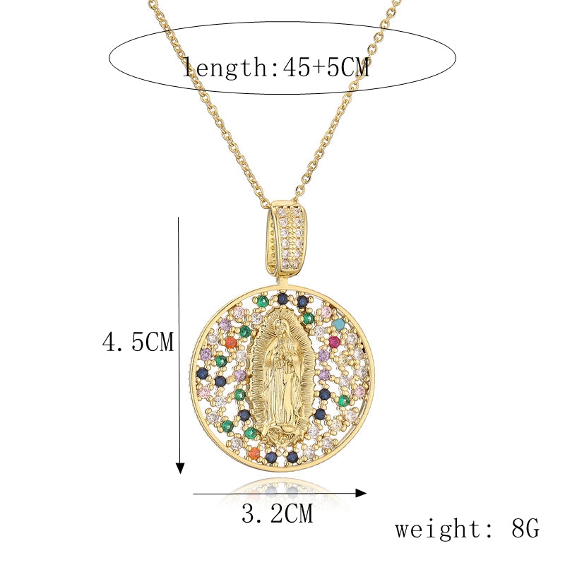 Ig Style Simple Style Human Virgin Mary Copper Plating Inlay Zircon Gold Plated Pendant Necklace