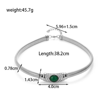 French Style Simple Style Round Stainless Steel Plating Inlay Zircon 18k Gold Plated Necklace