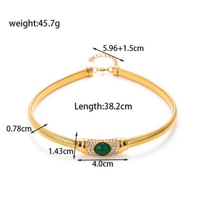 French Style Simple Style Round Stainless Steel Plating Inlay Zircon 18k Gold Plated Necklace