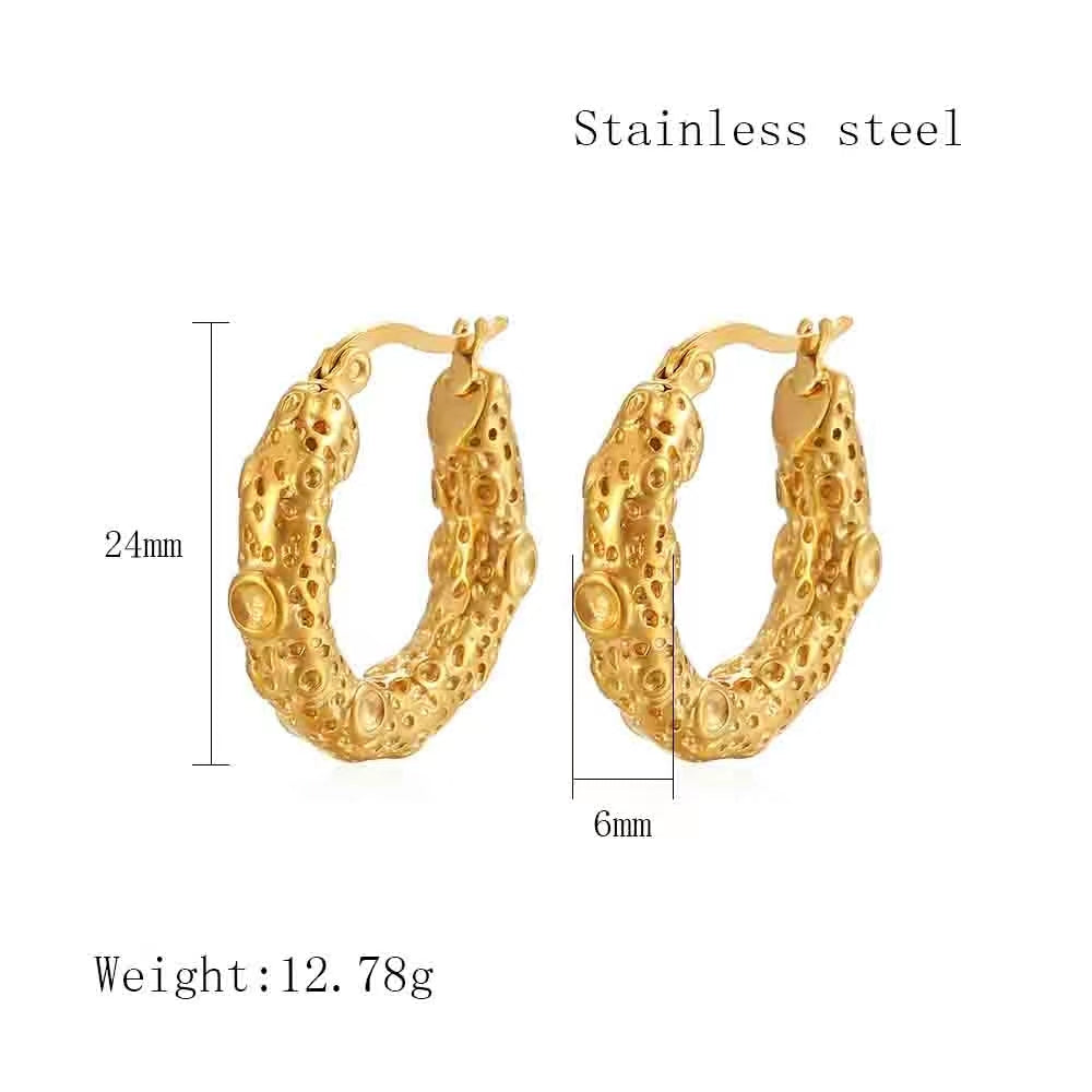 1 Pair Streetwear C Shape Heart Shape Plating Stainless Steel 18k Gold Plated Earrings