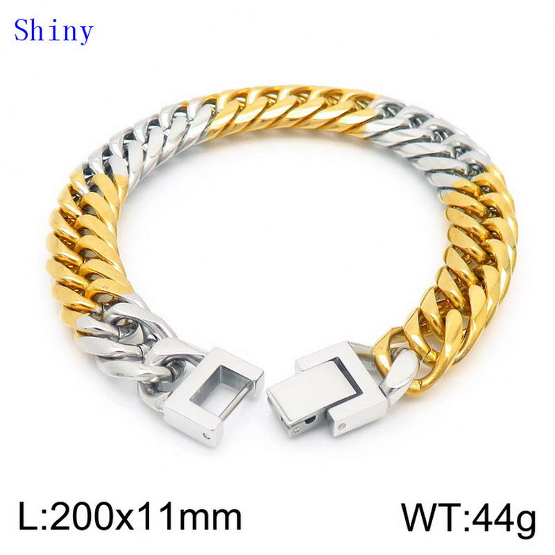 Hip-hop Geometric Titanium Steel Polishing Bracelets Necklace