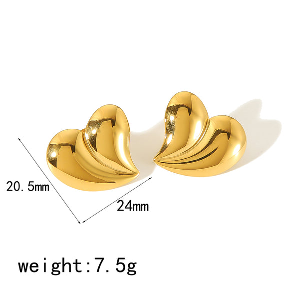 1 Pair Ig Style Simple Style Heart Shape Polishing Plating Stainless Steel 18k Gold Plated Ear Studs