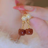 1 Pair Elegant Simple Style Persimmon Plating Inlay Alloy Artificial Pearls Gold Plated Drop Earrings