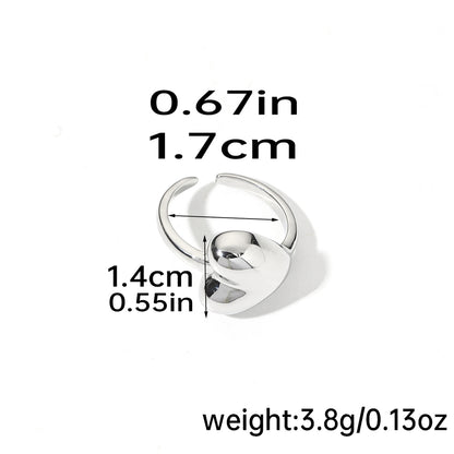 Romantic Geometric Heart Shape Flower Copper Plating 18k Gold Plated Silver Plated Open Rings