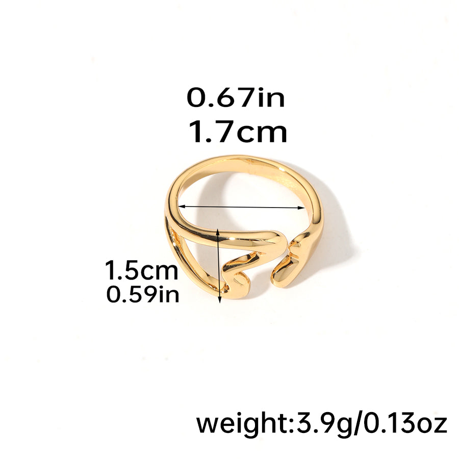 Romantic Geometric Heart Shape Flower Copper Plating 18k Gold Plated Silver Plated Open Rings