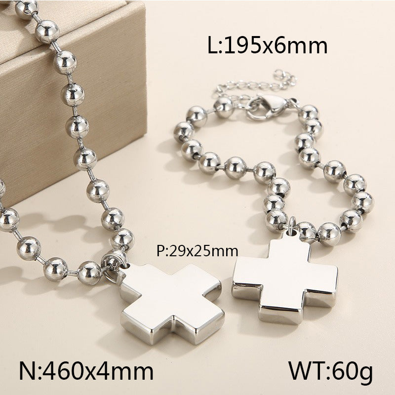 Ig Style Casual Cross Titanium Steel Plating Bracelets Necklace