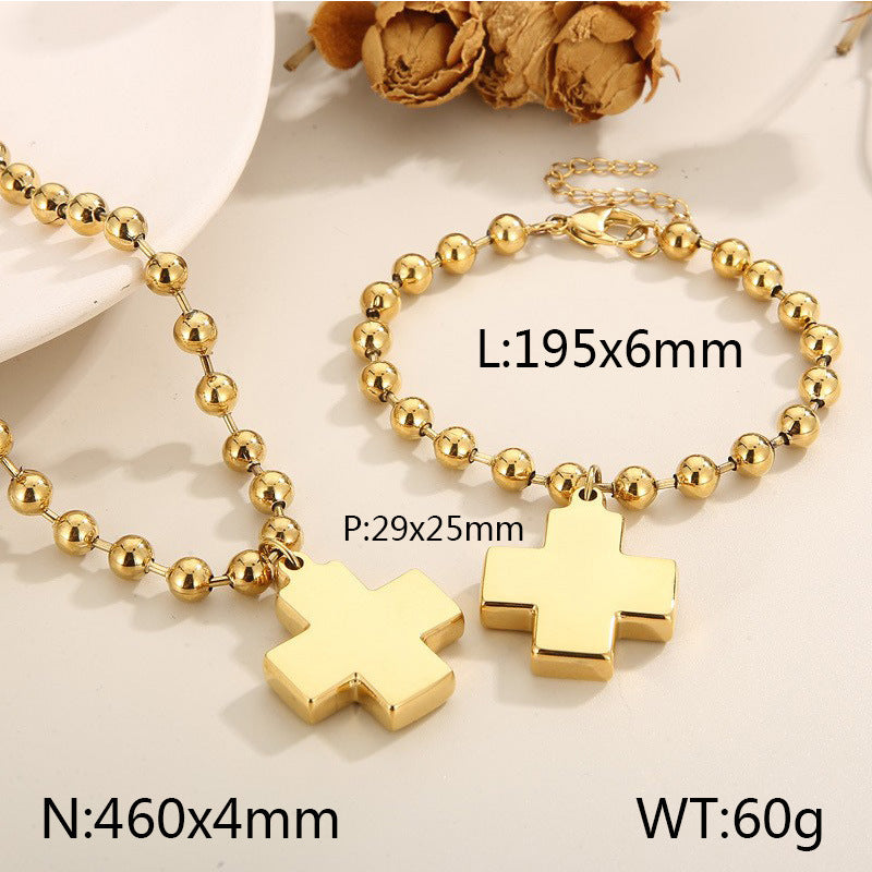 Ig Style Casual Cross Titanium Steel Plating Bracelets Necklace