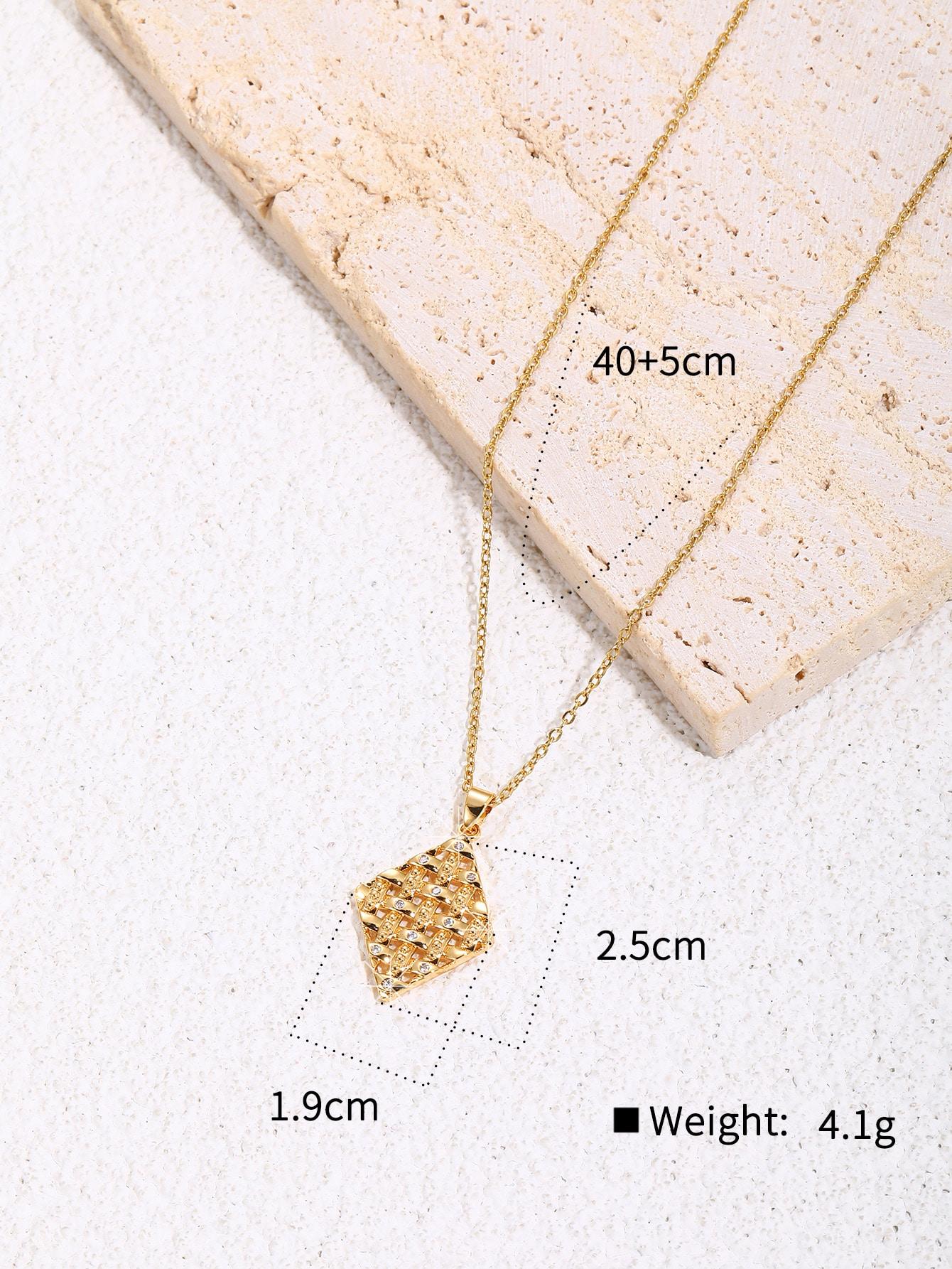 Cute Simple Style Moon Cat Rhombus Copper Plating Inlay Zircon 18k Gold Plated Pendant Necklace