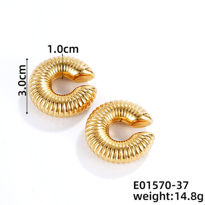 1 Pair Simple Style Classic Style C Shape Plating Stainless Steel Gold Plated Ear Cuffs