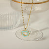 Elegant Simple Style Heart Shape Titanium Steel Copper Enamel Plating Inlay Zircon 18k Gold Plated Pendant Necklace