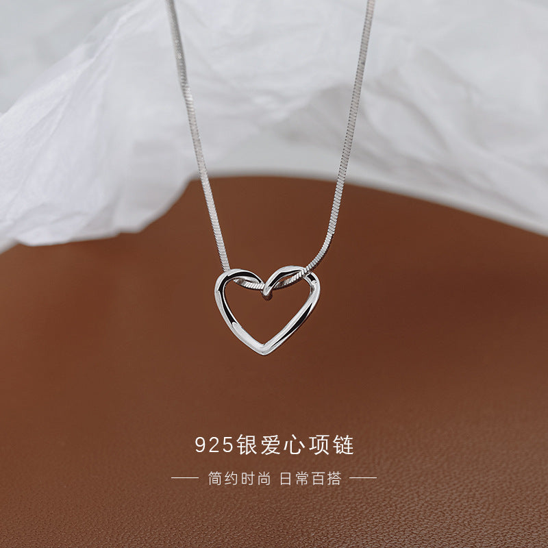 Fashion Heart Shape Sterling Silver Chain Pendant Necklace 1 Piece