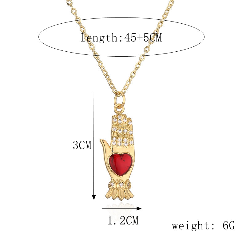 Ig Style Simple Style Heart Shape Wings Copper Plating Inlay Zircon Gold Plated Pendant Necklace