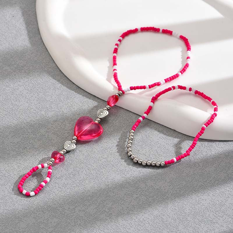 Ethnic Style Beach Geometric Heart Shape Plastic Beaded Women's Anklet