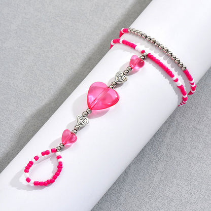 Ethnic Style Beach Geometric Heart Shape Plastic Beaded Women's Anklet