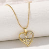 Elegant Romantic Letter Heart Shape Copper Plating Hollow Out Inlay Zircon Pendant Necklace