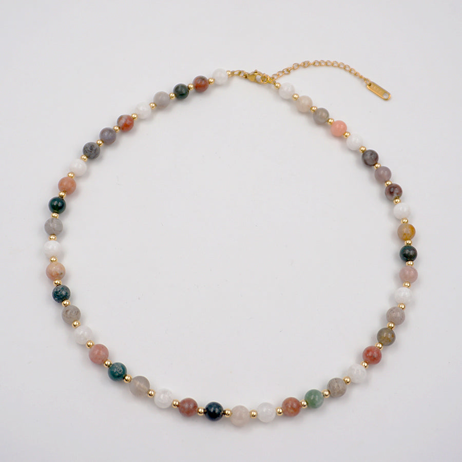 Elegant Vintage Style Geometric Agate Titanium Steel Beaded Plating Gold Plated Necklace