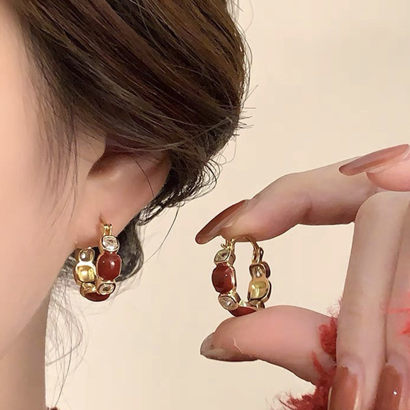 1 Pair Fashion Heart Shape Flower Gourd Plating Inlay Alloy Artificial Pearls Rhinestones Shell 14k Gold Plated Earrings