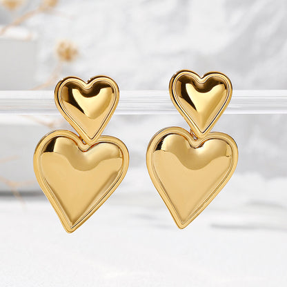 1 Pair Elegant Simple Style Heart Shape Polishing Stainless Steel Drop Earrings