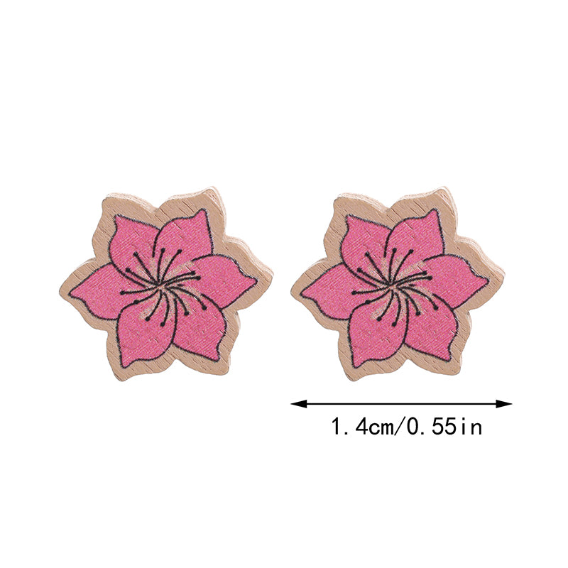 1 Pair Simple Style Sunflower Wood Ear Studs