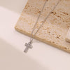 Casual Punk Simple Style Cross Stainless Steel Plating Inlay Carving Zircon White Gold Plated Gold Plated Pendant Necklace