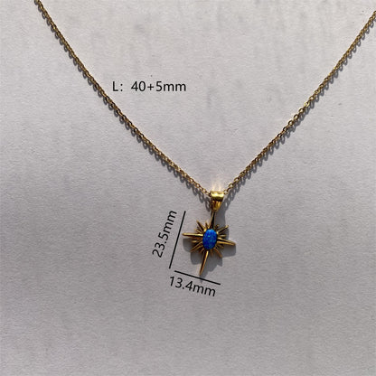 Casual Elegant Simple Style Hexagram Geometric Titanium Steel Plating 18k Gold Plated Pendant Necklace